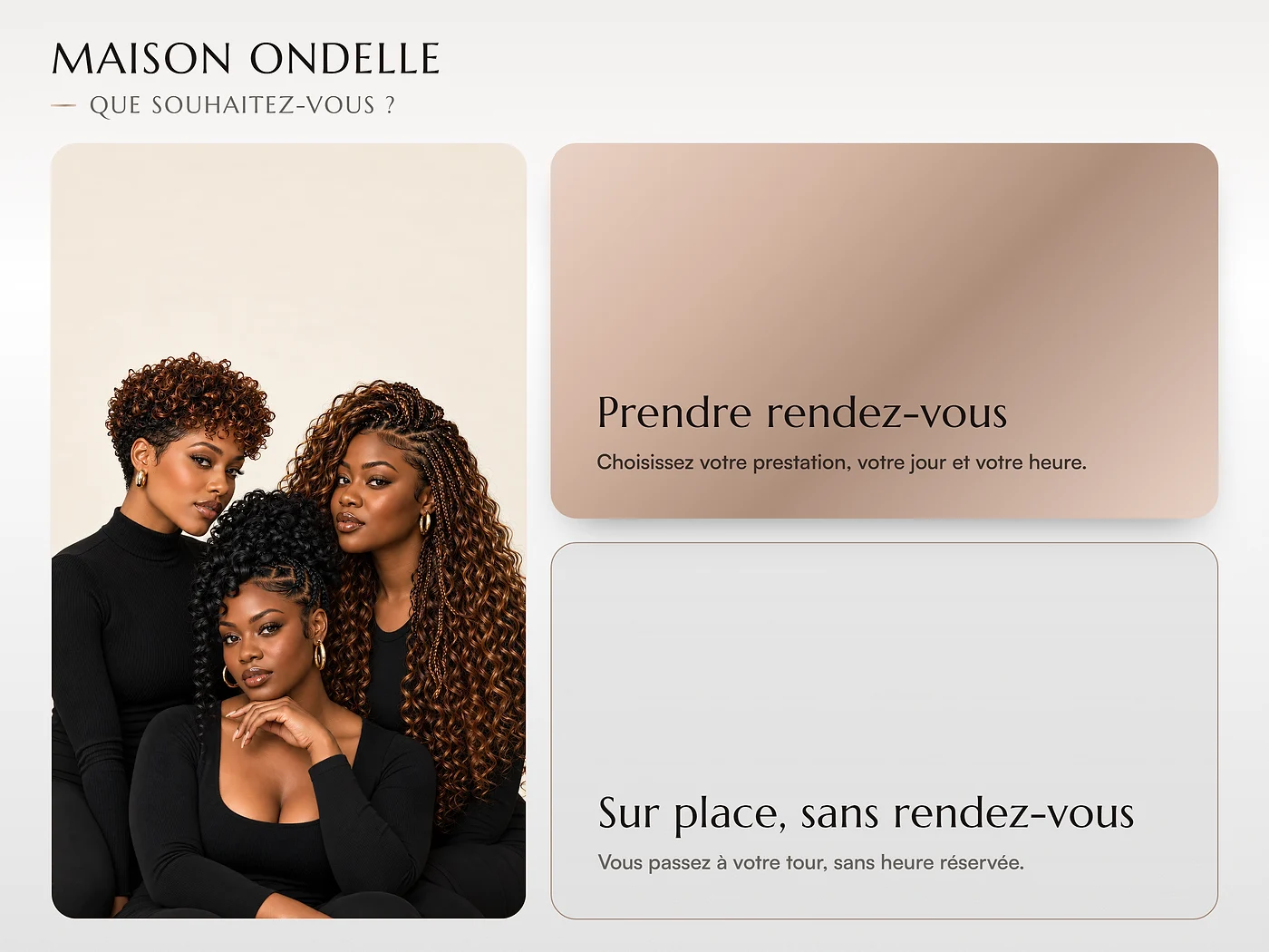 Borne de réservation au comptoir, coiffure