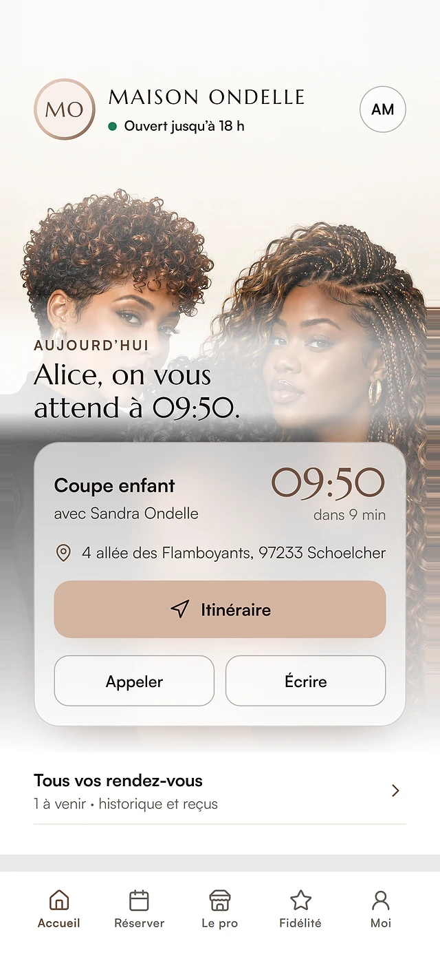 Espace client, coiffure : rendez-vous et historique