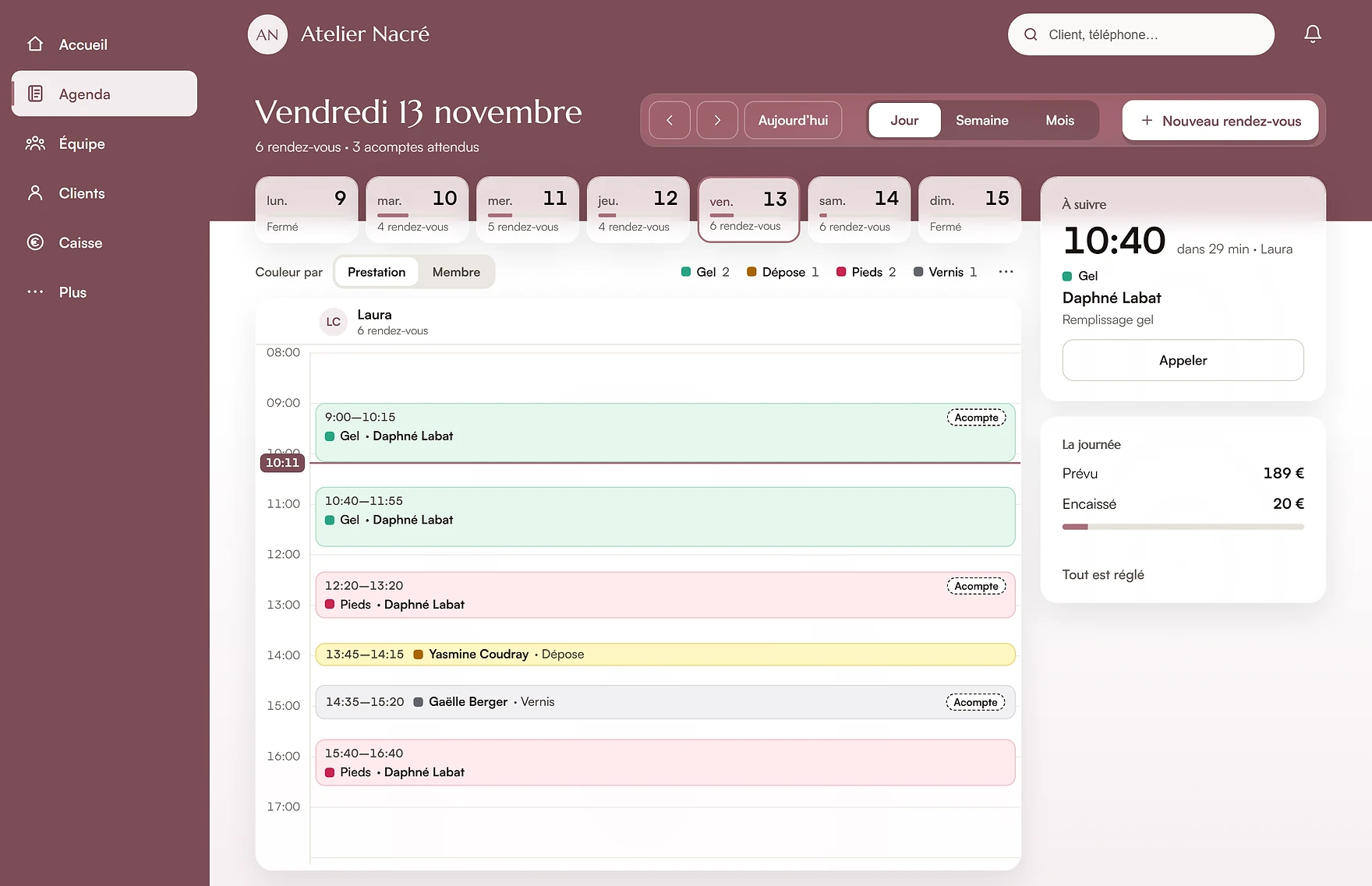 Agenda d’un institut de beauté dans Step’in