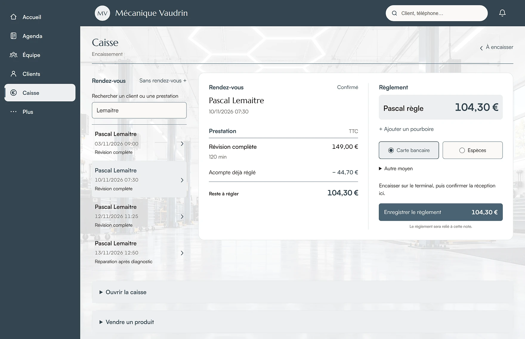Caisse du logiciel de garage ANNAROZ